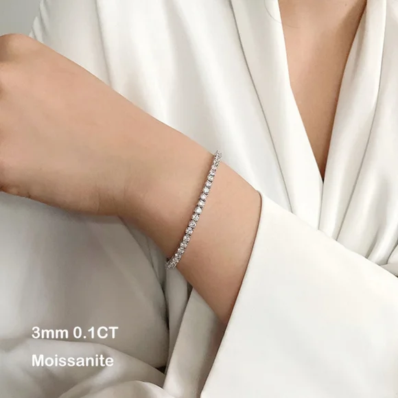 18k gold diamond tennis bracelet - Picture 5 of 11